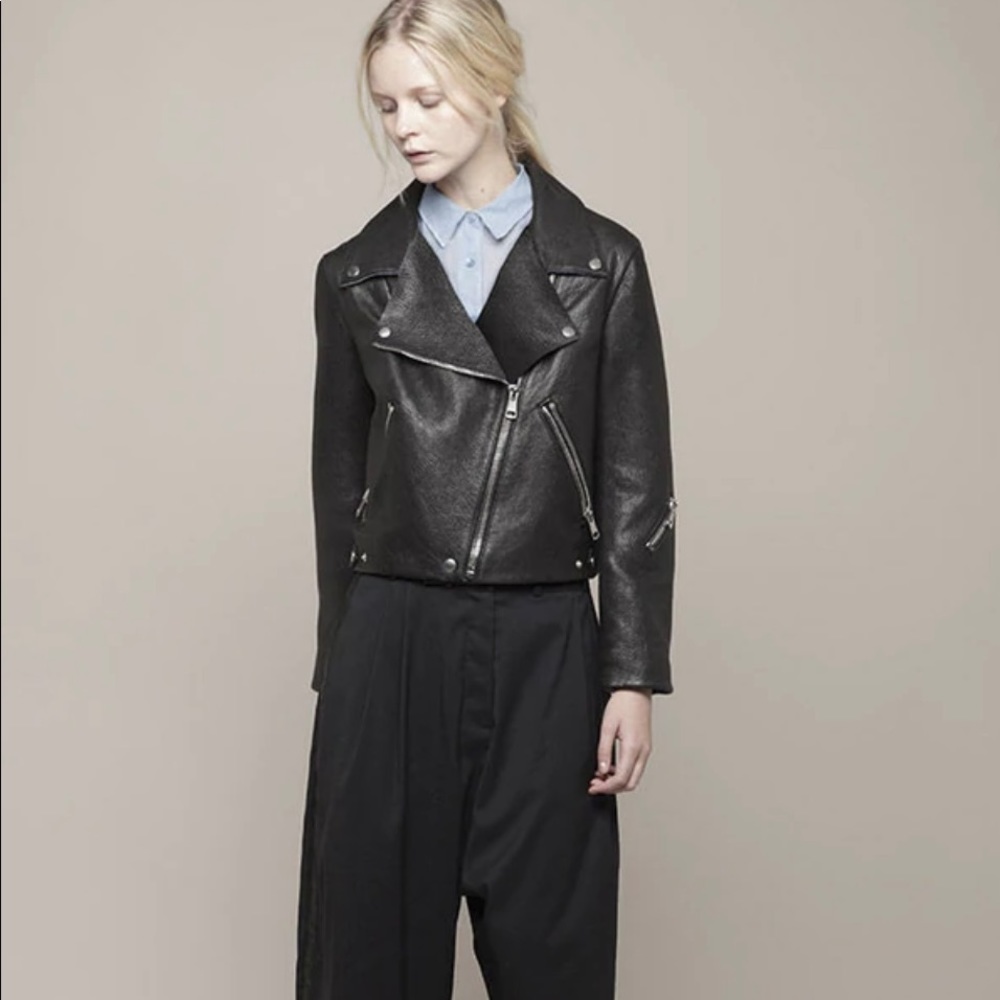 Acne Studios Black Leather Rita Jacket size 34 - Picture 11 of 15